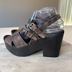 FreeBird By Steven Ali Women's Brown Leather Sandals Mules Shoes US Size 9